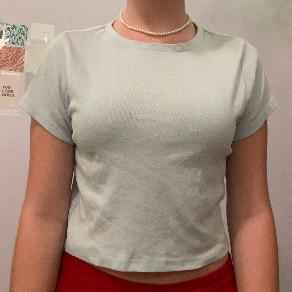 light blue t shirt